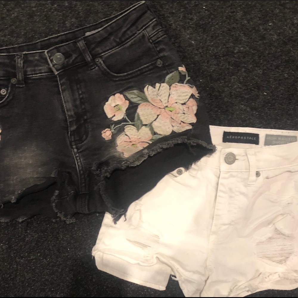2 pairs of denim cut off shorts